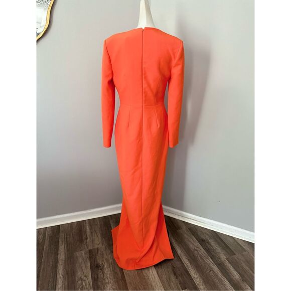 Safiyaa Ottavia Asymmetric Crepe Gown in Orange US 8 $1815 - Picture 9 of 12